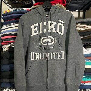 Ecko Unlimited Charcoal Hoodie with Bold Logo